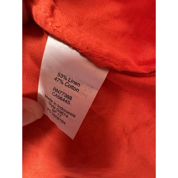 J Crew Womens Size Small Tie VNeck Linen Blend High Low Hem Tunic Top Orange Red - Picture 7 of 9